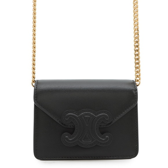 Celine Case Triomphe Wallet Black Chain Leather - Picture 2 of 8